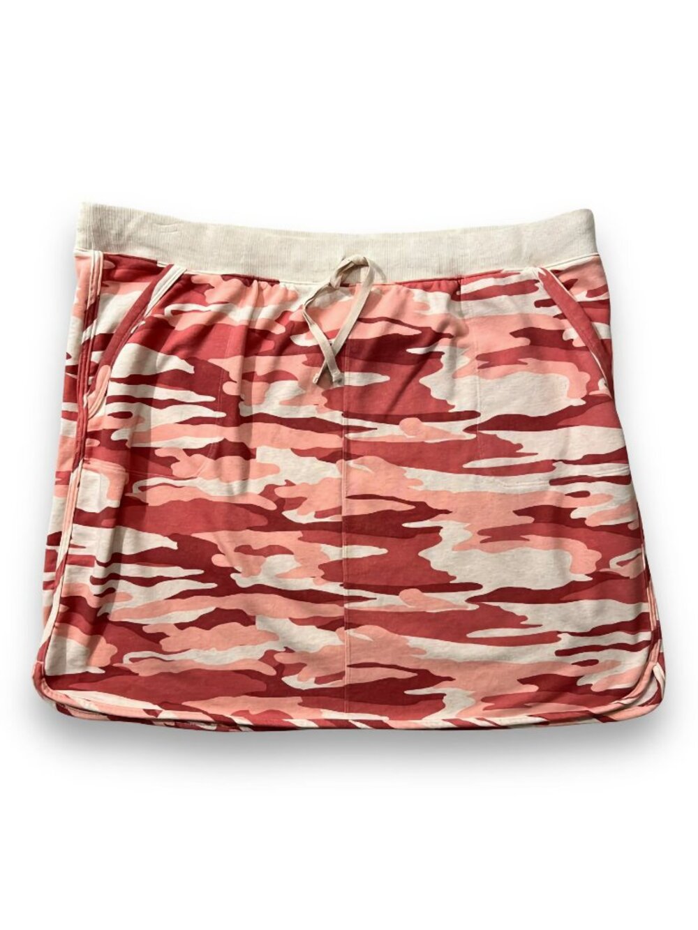 Talbots Pink Camo Skirt French Terry Knit Pull On Drawstring Pockets 3X Plus